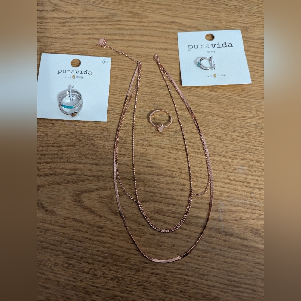 PURA VIDA LOT! rose gold jelwery and silver